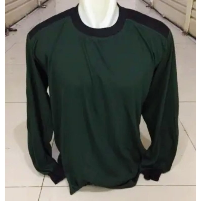 Kaos panjang Busa Hijau gelap / Kaos tempel lengan panjang / Kaos kombinasi hijau hitam