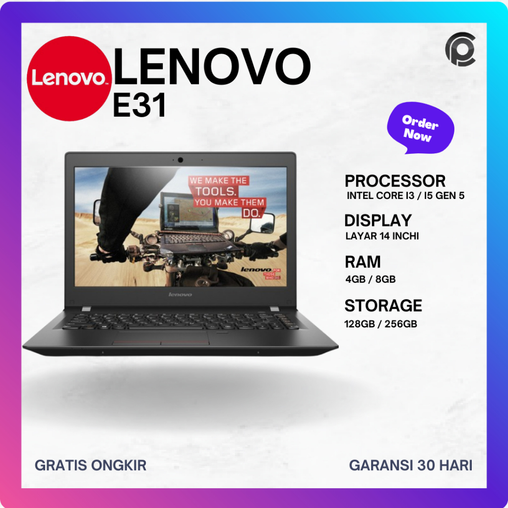 Lenovo E31 i3 Gen 5  Lenovo E31 i5 Gen 6 Laptop Bekas Seken bergaransi