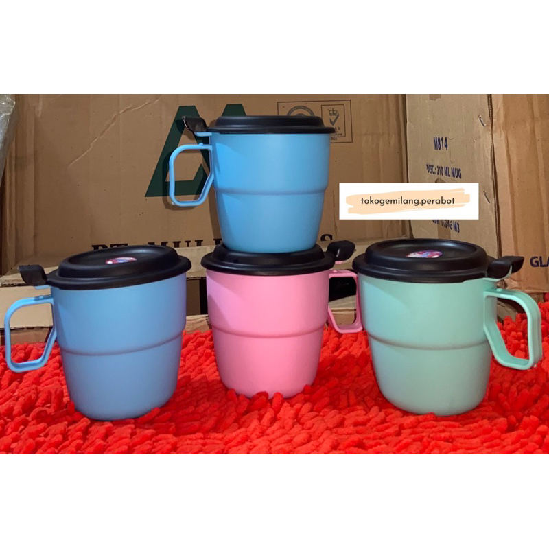 Cangkir Kopi Plastik Tutup / Gelas Kopi Gagang / Gelas Gagang Plastik