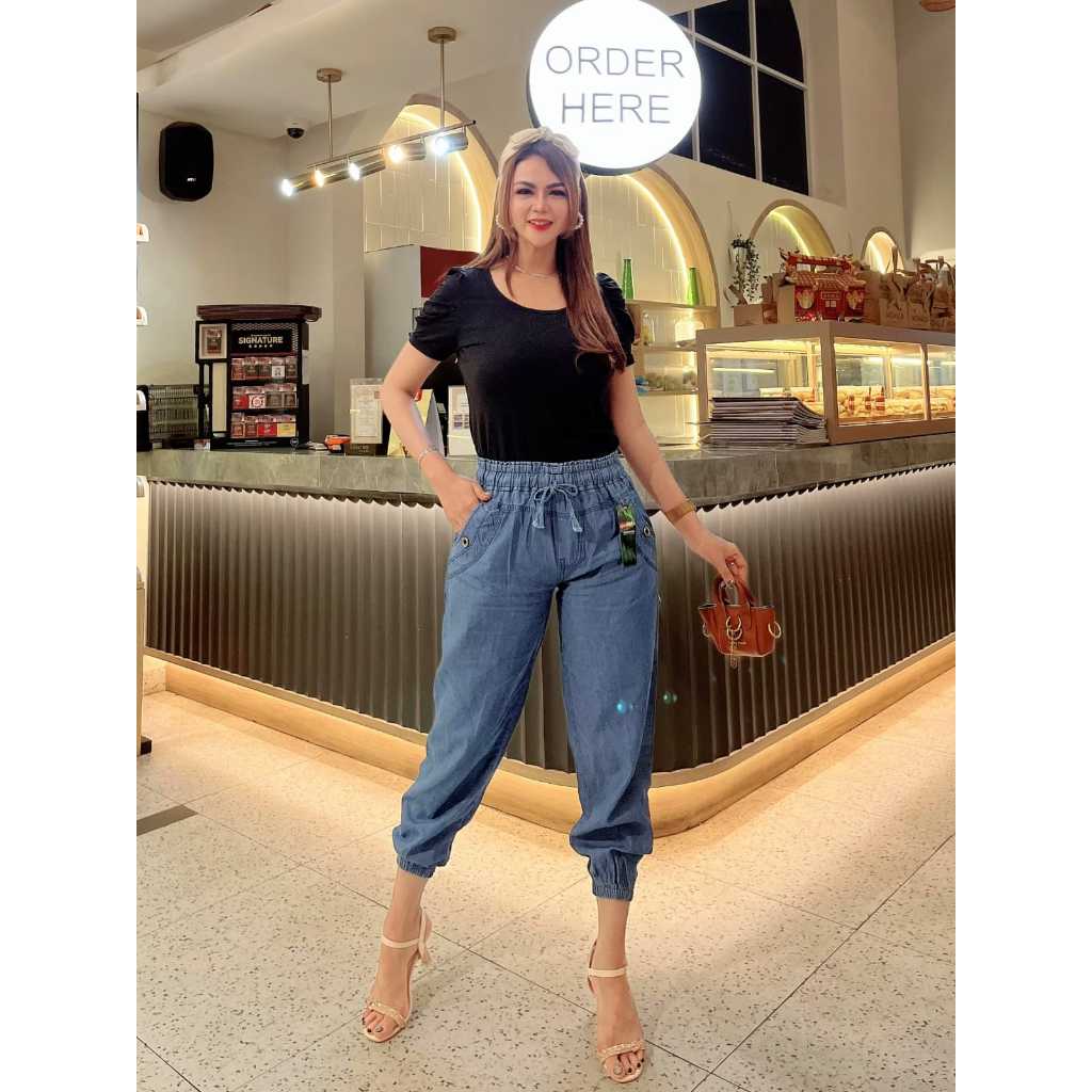 Celana Joger Wanita Jeans - Celana Jeans Terbaru - Joger Jeans Wash Terbaru - Celana Joger  Jeans Te