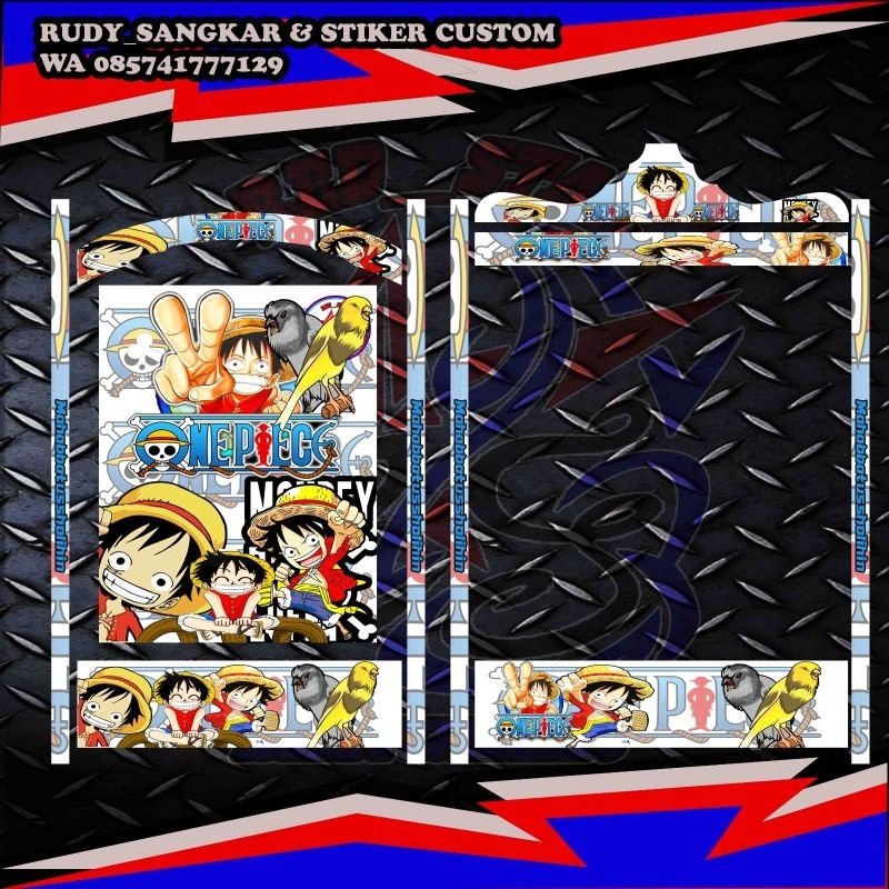 STIKER DECAL SANGKAR BURUNG MOTIF LUFFY KENARI SANGKAR KOTAK