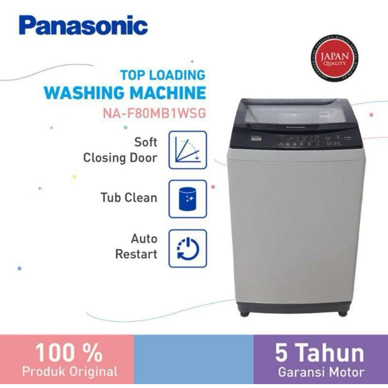 Mesin Cuci Panasonic Na-F80MB1 8KG Top Loading 1 Tabung 8 KG