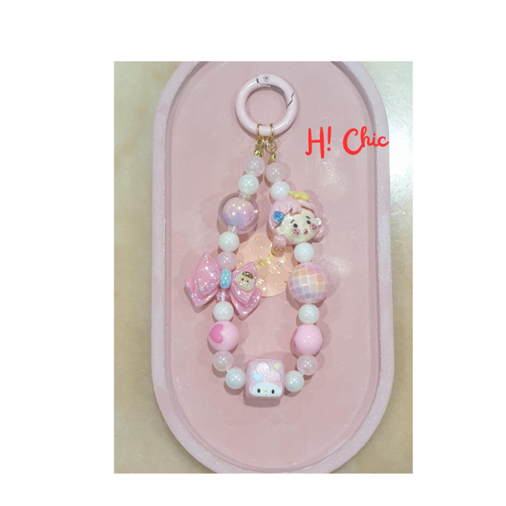 Gantungan Kunci / Gantungan HP / Gantungan Tas PINK GIRL Lucu Premium FREE MIKA STRAP HP