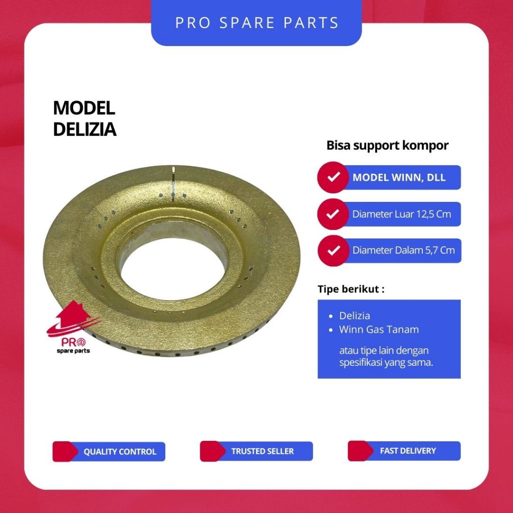 Model Burner / Kuningan Tungku Kompor Winn Gas TANAM / Delizia - Sparepart Kompor Gas Tanam