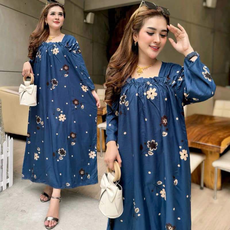 Longdress Fuji Panjang ~ Daster Panjang Semata Kaki Dress Busui Gamis Midi Homdress Viral