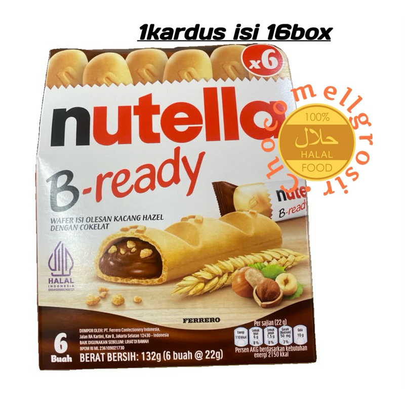 

Nutella B-Ready 1kardus isi 16box per box isi 132gr(isi6)