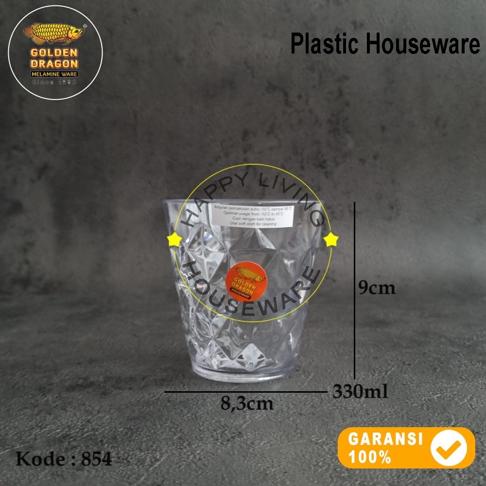 GOLDEN DRAGON Gelas Plastik Relief Kristal 330ml Tumbler Resto Tumbler Cafe 330ml