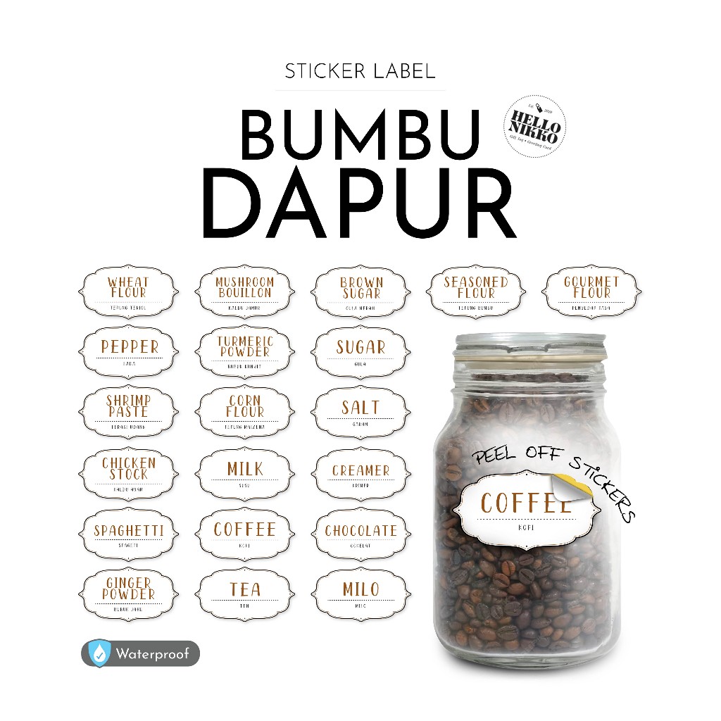 

Bumbu dapur toples sticker kopi teh kitchen - Hang tag kartu ucapan kado sticker hampers parcel box dus ultah natal christmas cny ramadan lebaran