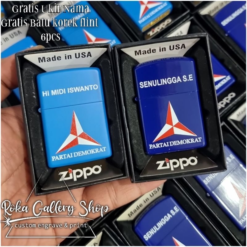 korek api zippo partai demokrat warna biru