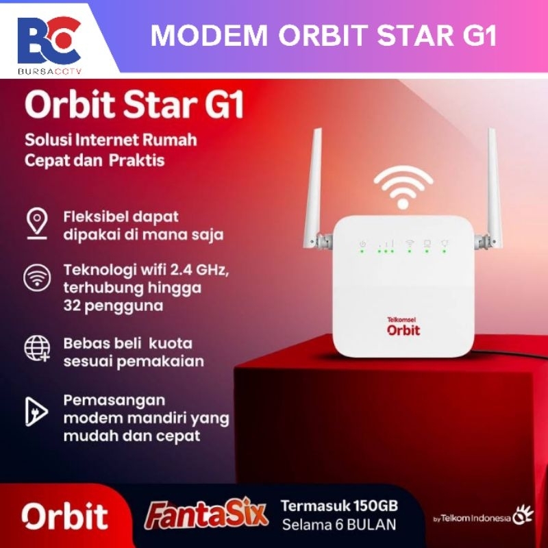 Modem Wifi Telkomsel Orbit Star G1 HKM0130 4G Gratis 150GB 2 Antena 1 Port LAN
