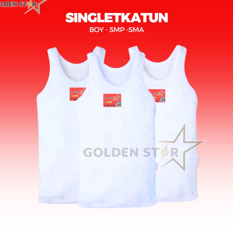 Dijamin Ori 1 Lusin Singlet Kaos Dalam Anak umur   Anak ABG Golden Star Putih  Singlet Kaos dalam An