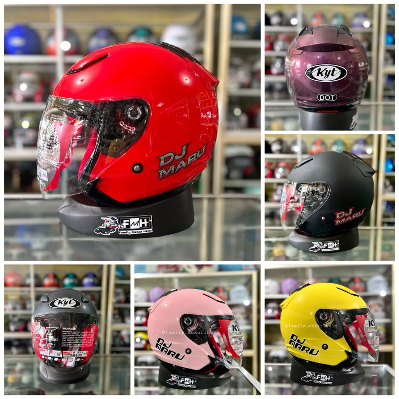 Helm KYT Dj maru solid Helm half face pria/wanita original kyt standar SNI/DOT