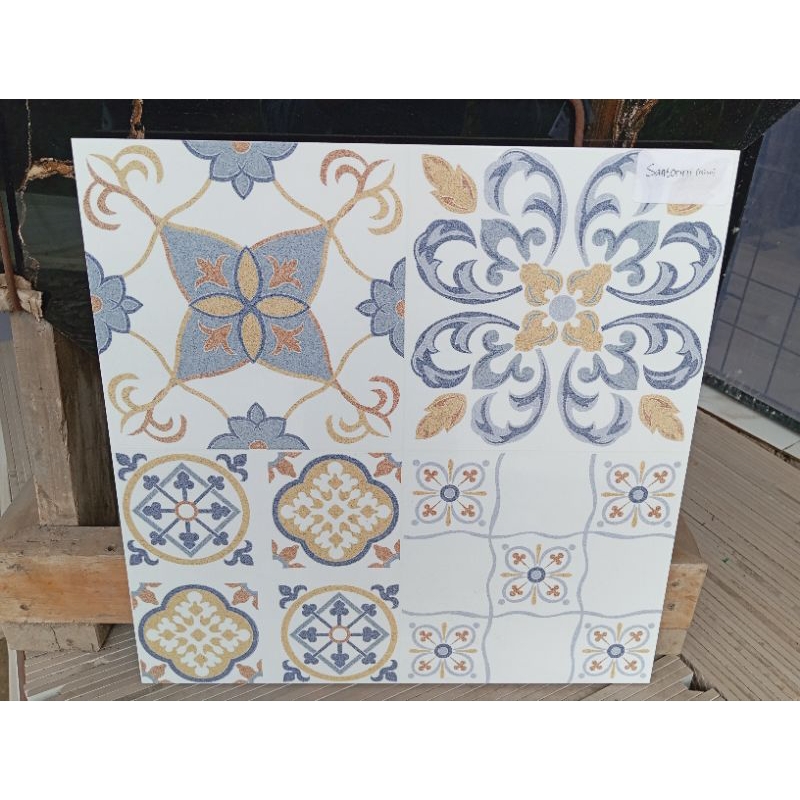 KERAMIK LANTAI DINDING BATIK VINTAGE MILAN SANTORINI 50X50 GRADE A