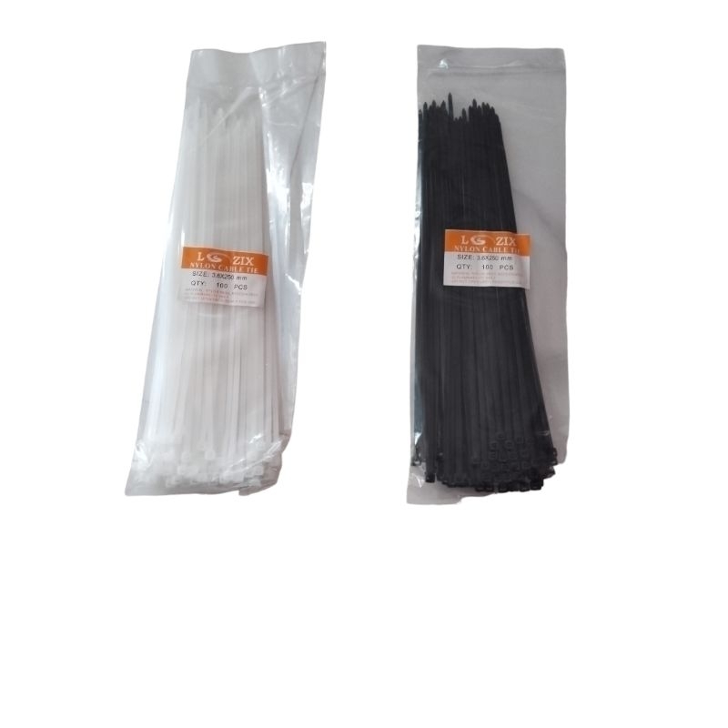 

Nilon cable ties 3.6 × 250mm warna putih dan hitam 1 pak isi 100 pcs