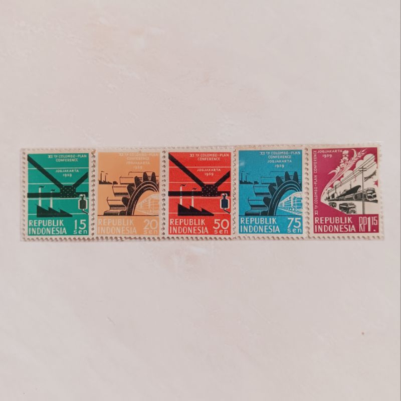 

(AC) Perangko Indonesia 1959 Konferensi Kolombo Set Lengkap 5pcs Mint