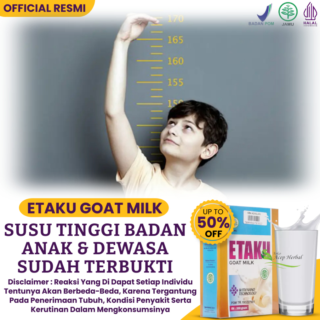 

ETAKU GOAT MILK 100% ORIGINAL - Susu Tinggi Badan - Obat Biar Badan Tinggi - Peninggi Badan Cepat - Minuman Meninggikan Badan Murah - Susu Penambah Tinggi Badan Anak Dan Dewasa - Peninggi Badan Remaja - Meninggikan Badan