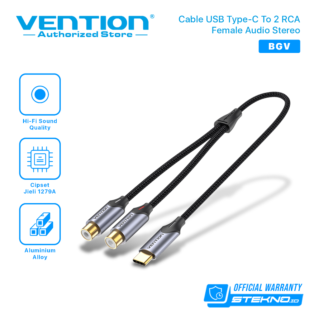 Vention Kabel Usb Type C to 2 RCA Female Audio Stereo