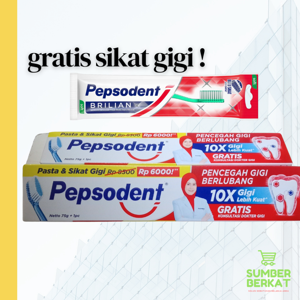 PEPSODENT WHITE 75G GRATIS SIKAT GIGI PEPSODENT BRILIAN