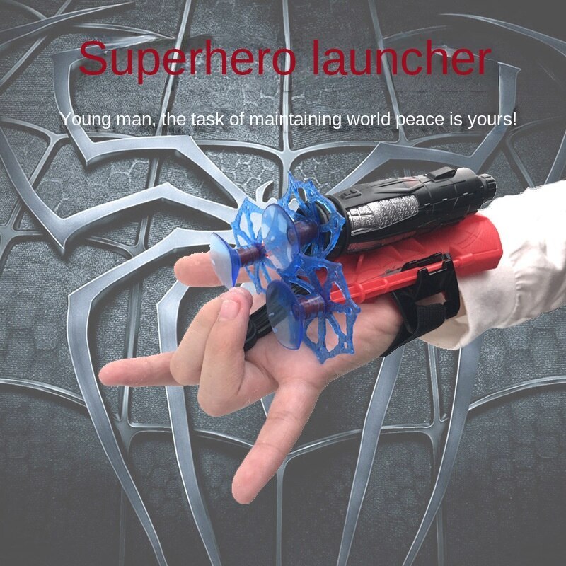 Mainan Anak Sarung Tangan Spider - Man Silk Launcher Soft Gun Ready Stok -Merah