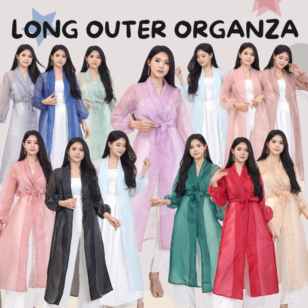 LONG OUTER KIMONO,OUTER KONANGAN ORGANZA KEKINIAN