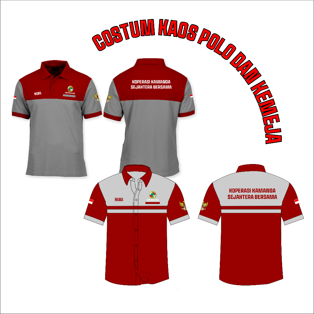 COSTUM KAOS POLO DAN KEMEJA BORDIR