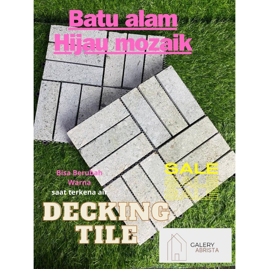 Decking Tile Batu Alam Mozaik Hijau