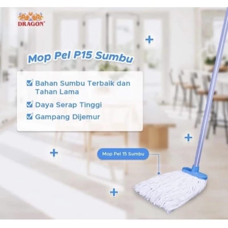 pel lantai/pel gagang/pel bahan sumbu dragon/ pel mop 15 sumbu dragon