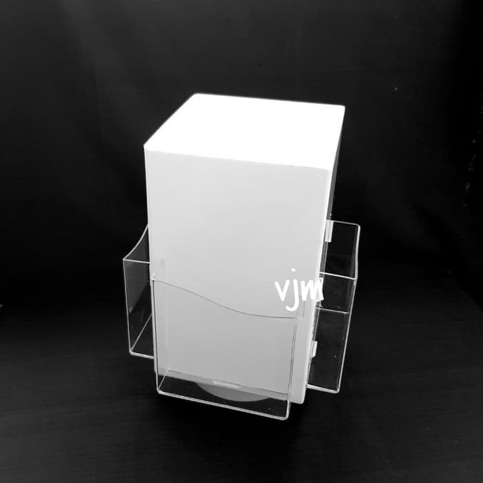 

Brosur holder acrylic putar 4D, tempat leaflet akrilik