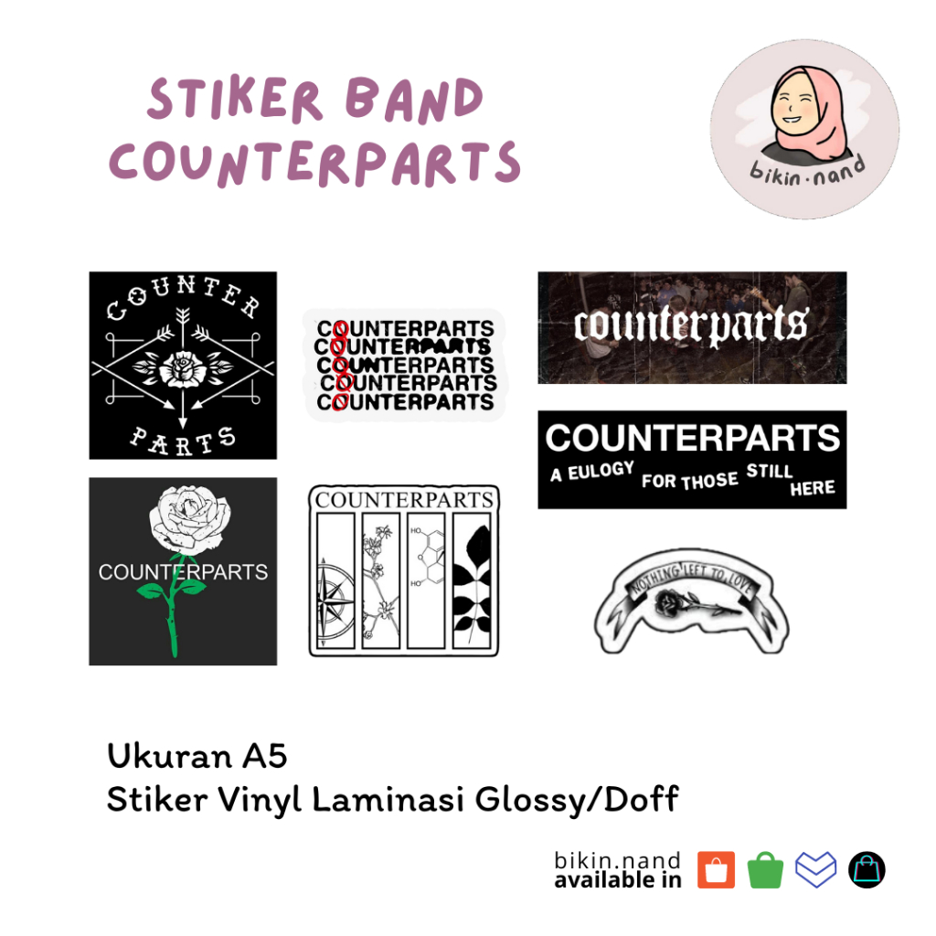

STICKER PACK BAND Counterparts (HIGH QUALITY) MURAH 7 pcs