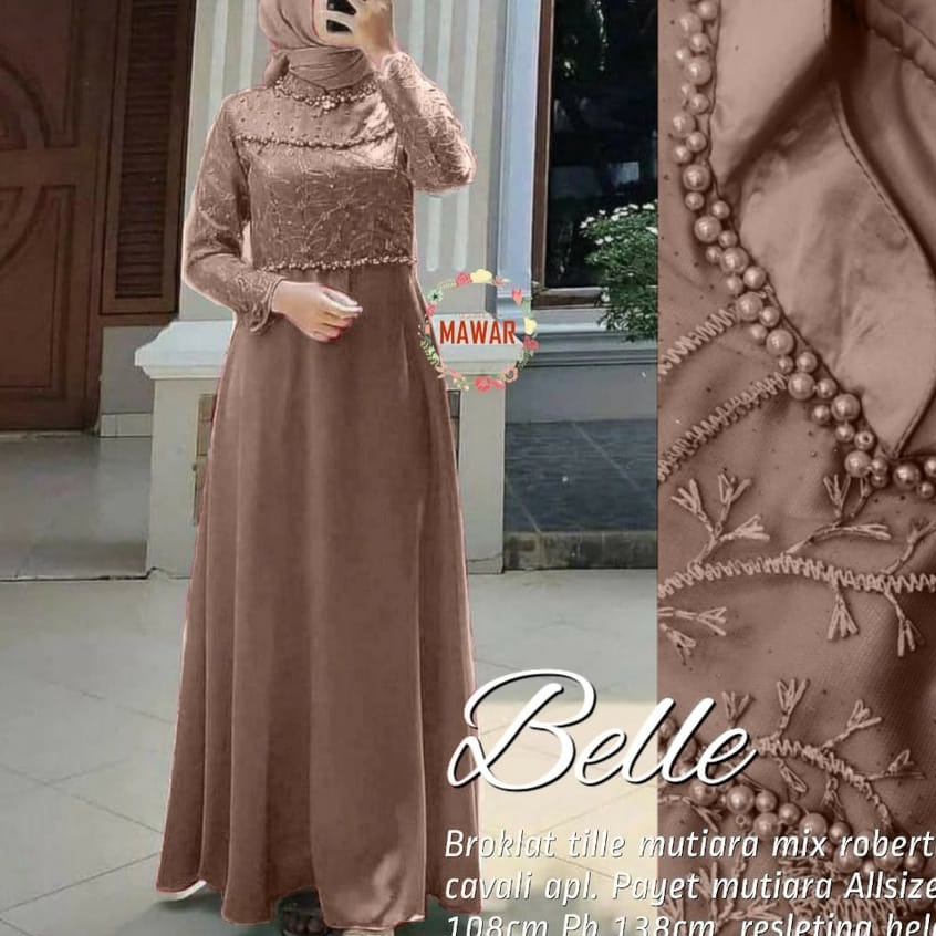 [ BEST SELLER ] Sonia Dress Brukat Warna Lilac | Gamis Pesta ,Dress Kombinasi | Gaun Pesta Muslimah 