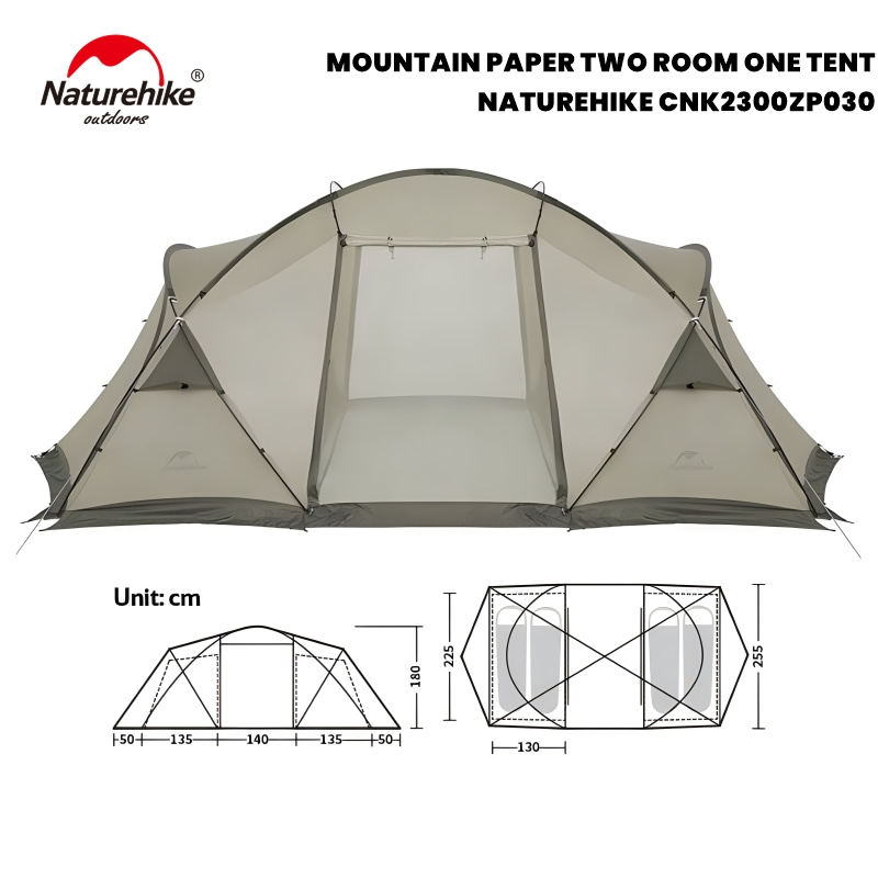 Tenda Camping Naturehike Mountain Paper 4P CNK2300ZP030 Tenda Glamping Estetik Keluarga 4 Orang Doub