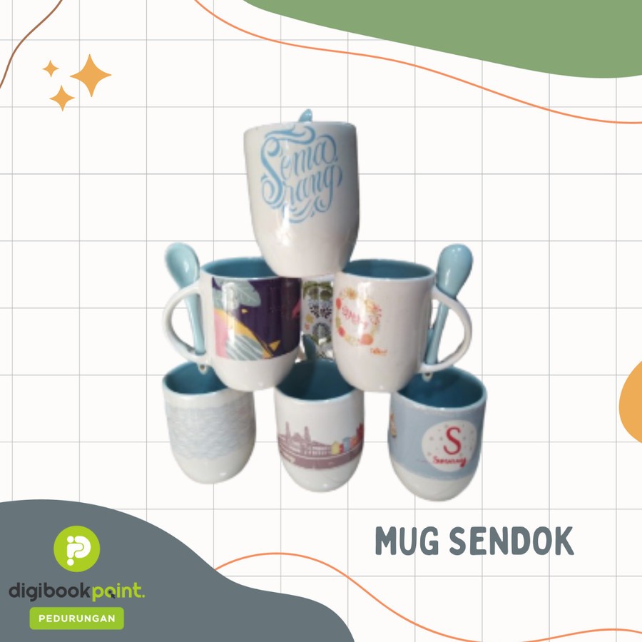 Cetak Mug Sendok Custom - Cetak Mug Satuan - Dengan Kotak Mug