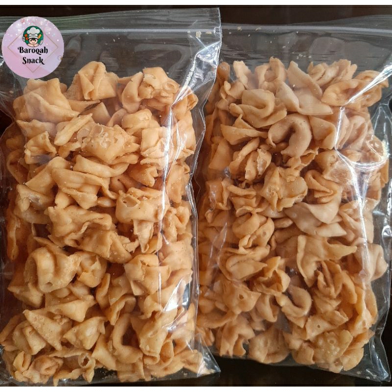 

KERIPIK PANGSIT LIPAT 220GR/ KERIPIK BAWANG LIPAT