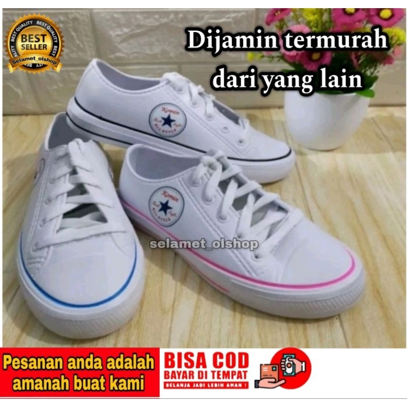 Sepatu komin putih all style, sepatu karet cewek anti air.