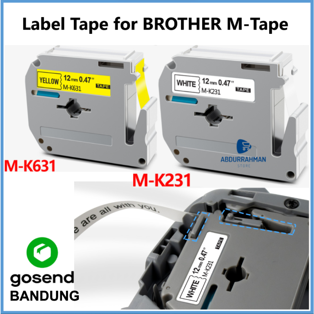 

Label Tape Printer Brother MK 221 621 231 631 Cartridge PT M95 PTM95 PT 90 9mm 12mm putih kuning 8m