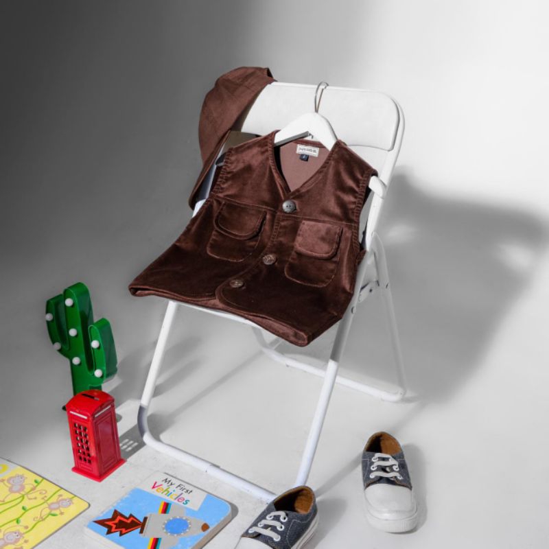 Vest anak Corduroy Klasik FREE Topi / Rompi anak