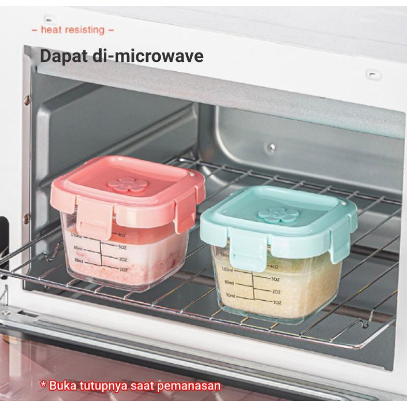 Penyimpanan wadah mpasi kaca / wadah mpasi bayi kaca / baby food container kaca / wadah mpasi bpa fr