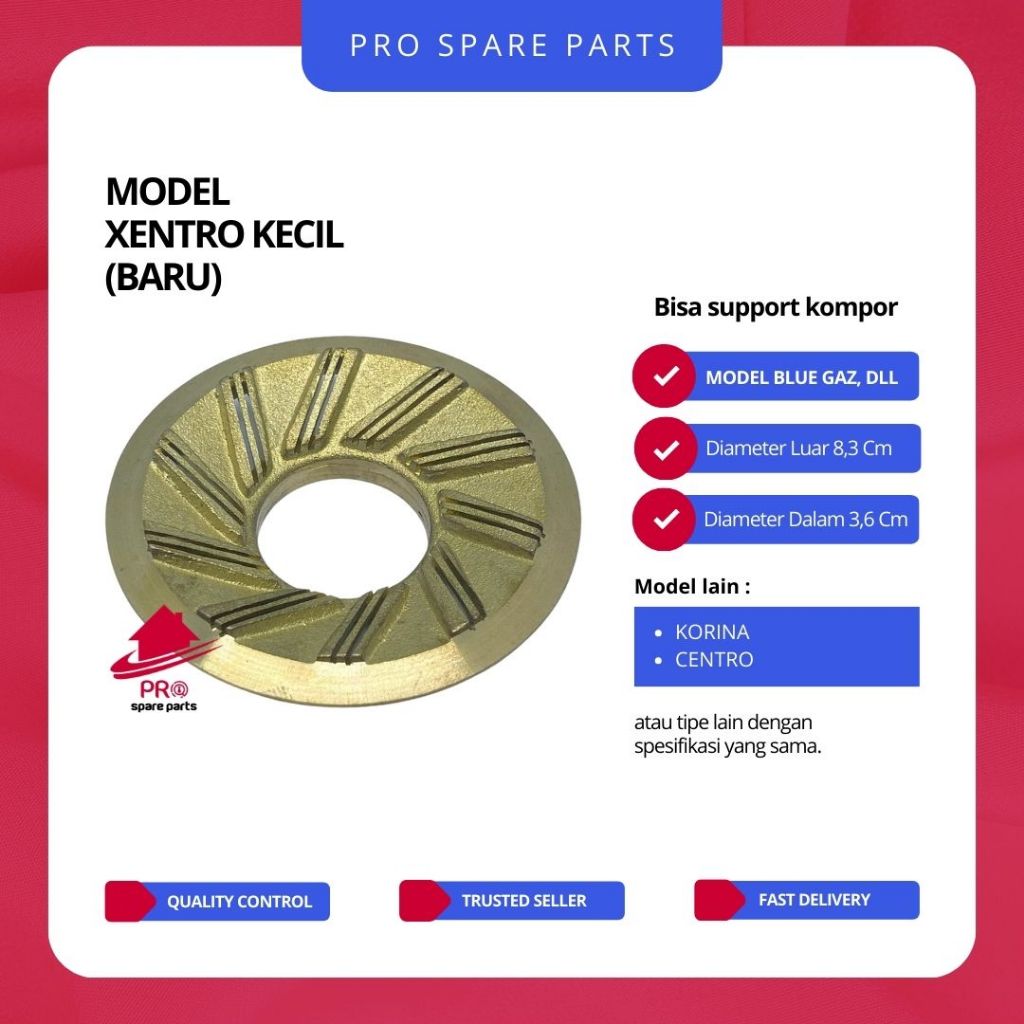 Burner Model Kompor Gas XENTRO BARU KECIL - Sparepart Kuningan Tungku Kompor Blue Gas / Korina dll