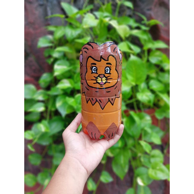 Pot Bunga dari Botol minum/ Vas botol / Pot botol (Hewan) Prakarya Kerajinan daur ulang botol bekas 