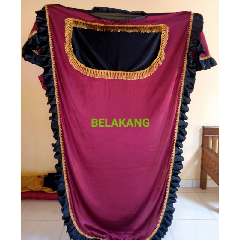 Kemul Rogoan Bludru Dewasa / Kemul Barongan Rampak / Maroon Hitam