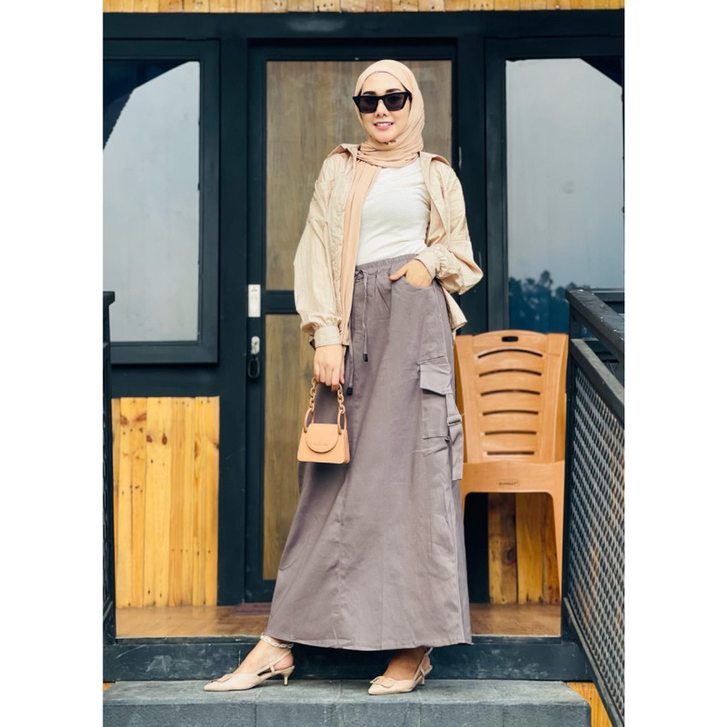 ROK CHINOS WANITA SPAN CARGO KEKINIAN // ROK WANITA JOGER // ROK WANITA KEKINIAN