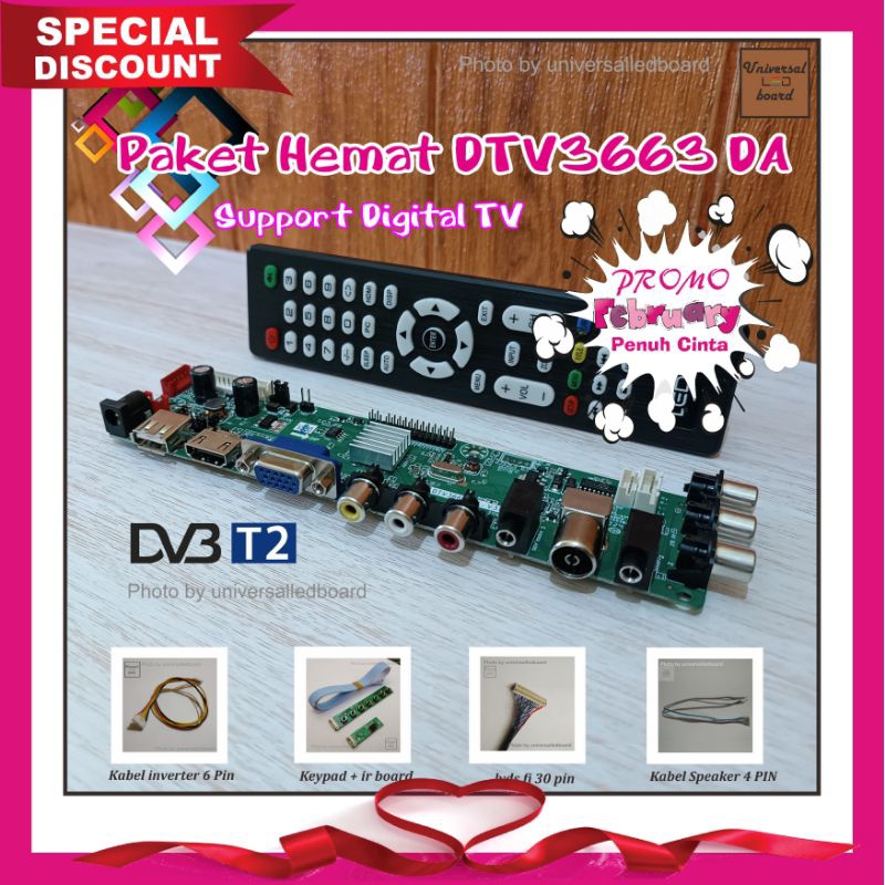 Paket Hemat Universal Board LCD LED DVBT2 support TV Digital