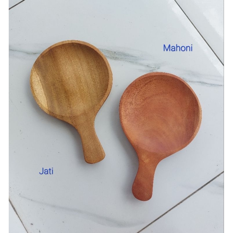 piring kayu/piring saji/piring teflon 15cm kayu jati dan mahoni