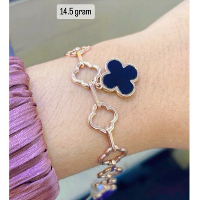 gelang vc hitam rumbay emas 750%