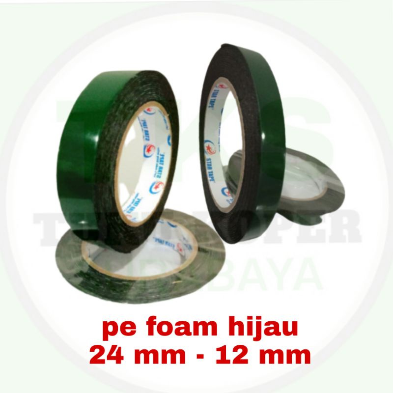 

double tape foam skypack 12mm / 24 mm warna hijau / double tape spoon