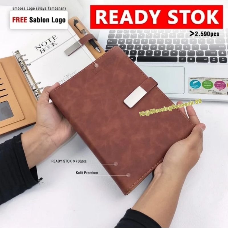 

Buku Agenda Kulit Premium A5 - Notebook Kulit Seminar Kit Emboss Logo