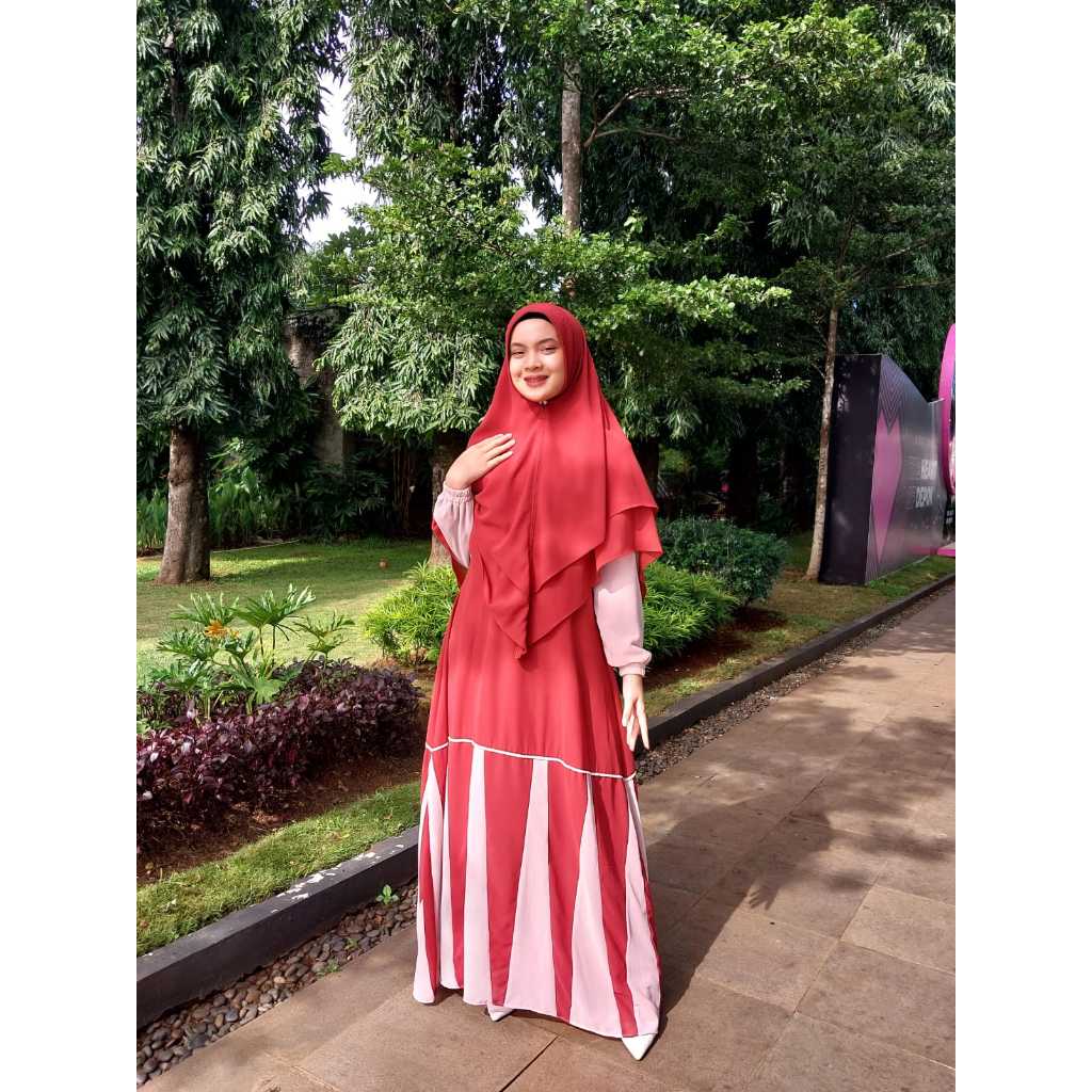 Setelan Gamis + Jilbab Syari terbaru