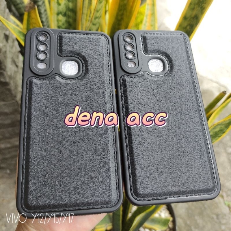 Soft Case Silikon Case Black Leather Vivo Y12 Vivo Y15 Vivo Y17