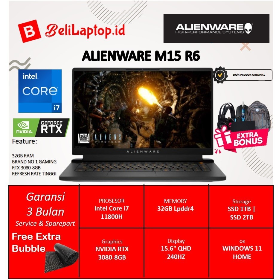 Alienware M15 R6 Intel Core i7 32Gb Ram 2Tb Ssd Rtx 3080-8GB 240HZ