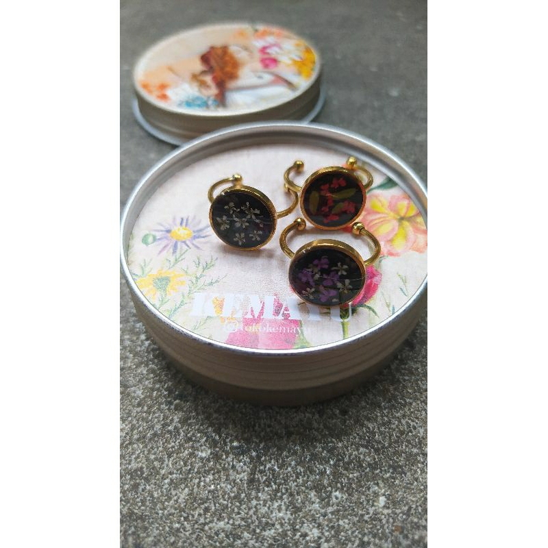 cincin resin bunga bahan stainless cincin vintage